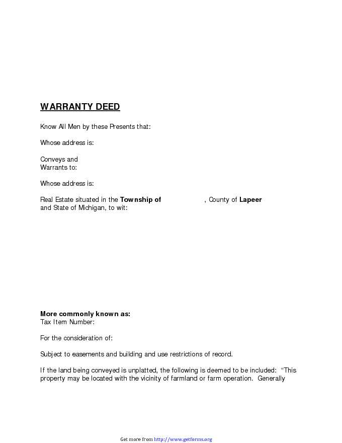 Blank Warranty Deed Form