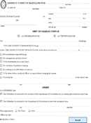 Maryland Writ of Habeas Corpus form