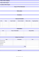 Scope of Work Statement form