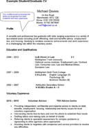 an Example of a Student or Graduate CV form