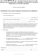 Hold Harmless and Insurance Agreement form