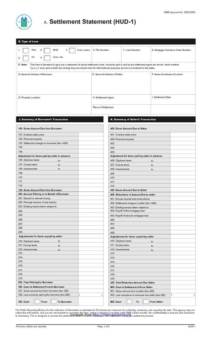 Hud-1 Settlement Statement