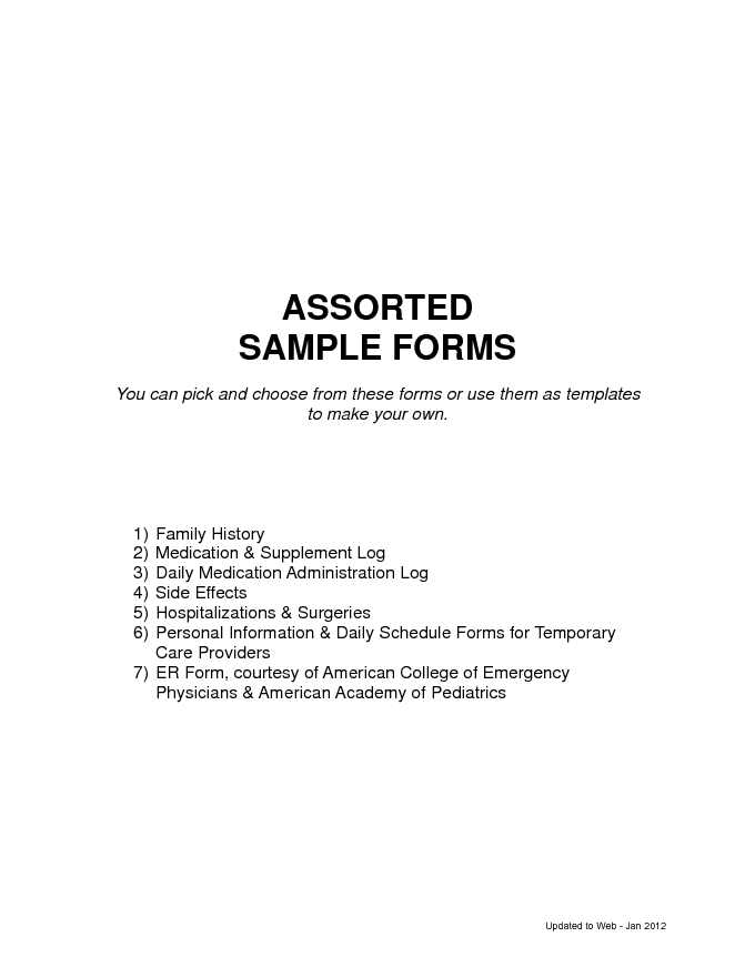 Assorted Sample Forms