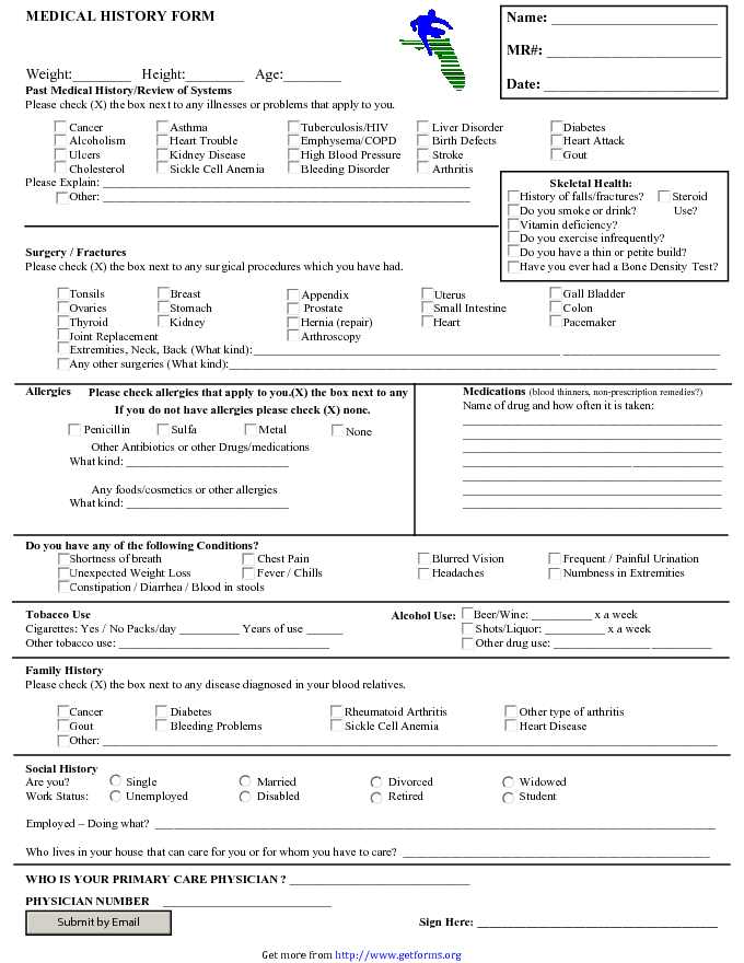 Medical History Form