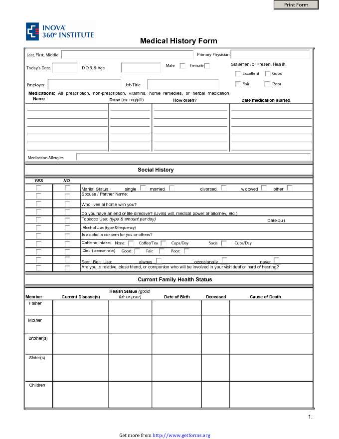 Patient History Form