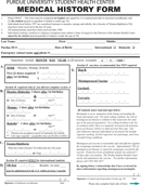 Purdue University Medical History Form form