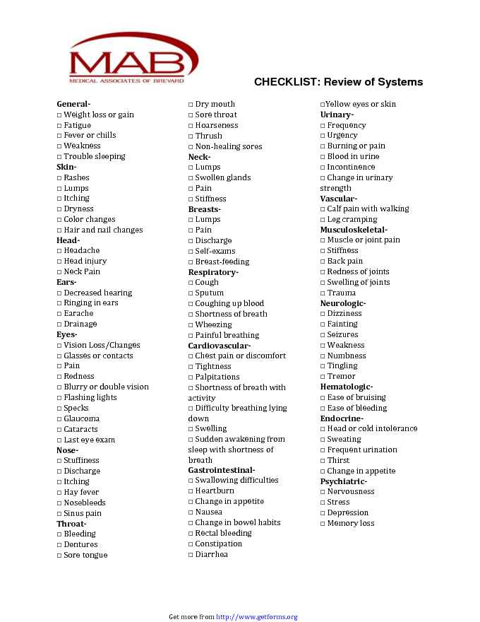 Review of Systems Template 2