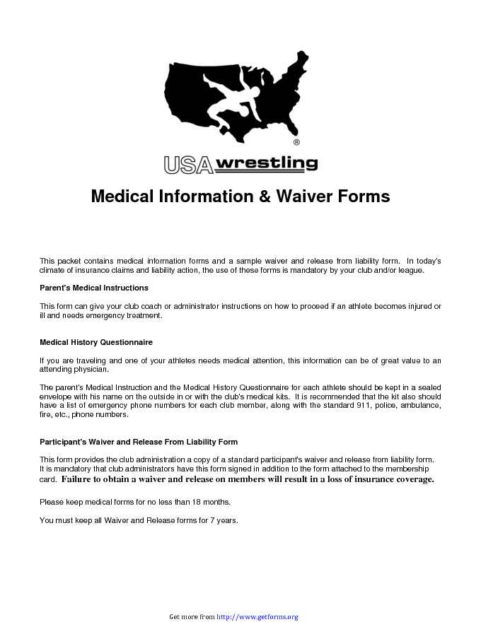 Medical Information & Waiver Forms
