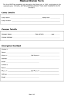 Medical Waiver Form form