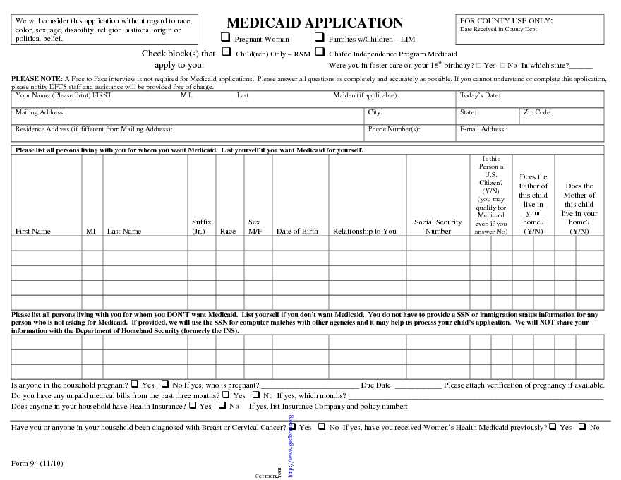 Medicaid Application 1