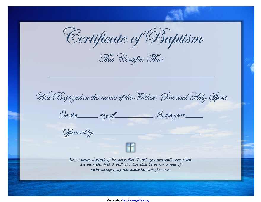 Certificate of Baptism