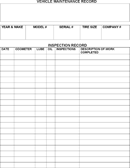 Automotive Maintenance Log form