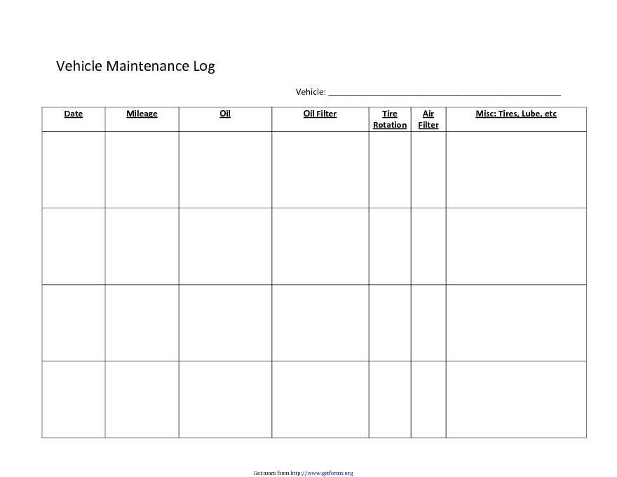 Vehicle log Template