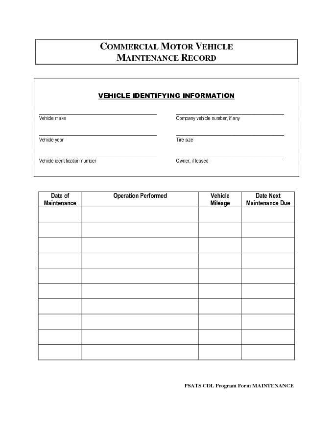 Vehicle Maintenance Record