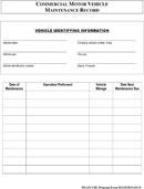 Vehicle Maintenance Record form