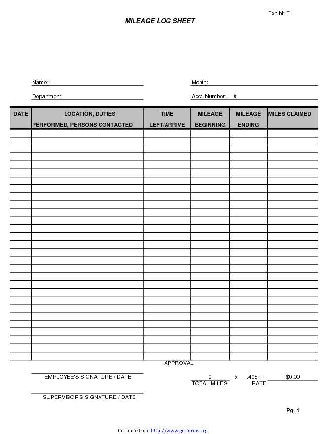 Business Mileage Tracking Log