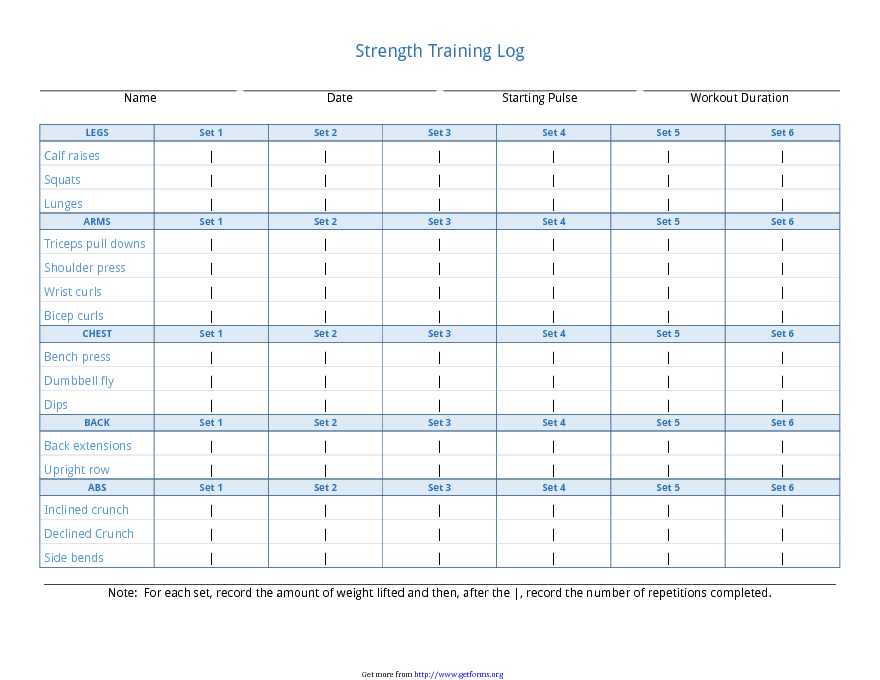 Daily Strength Training Log