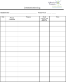 School Admin Communication Log Template form