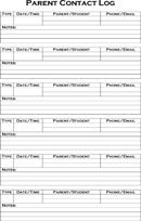 Parent Contact Log 2 form