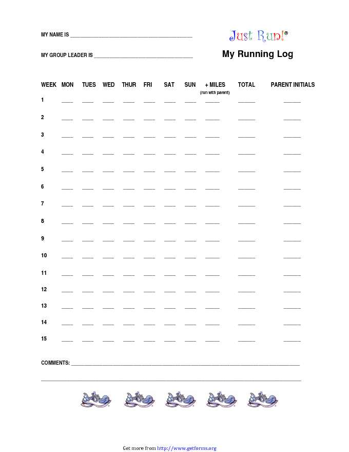 Blank Running Log