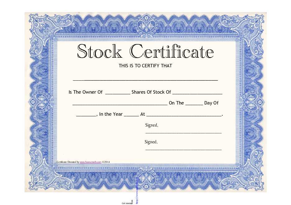 Stock Certificate Template 3
