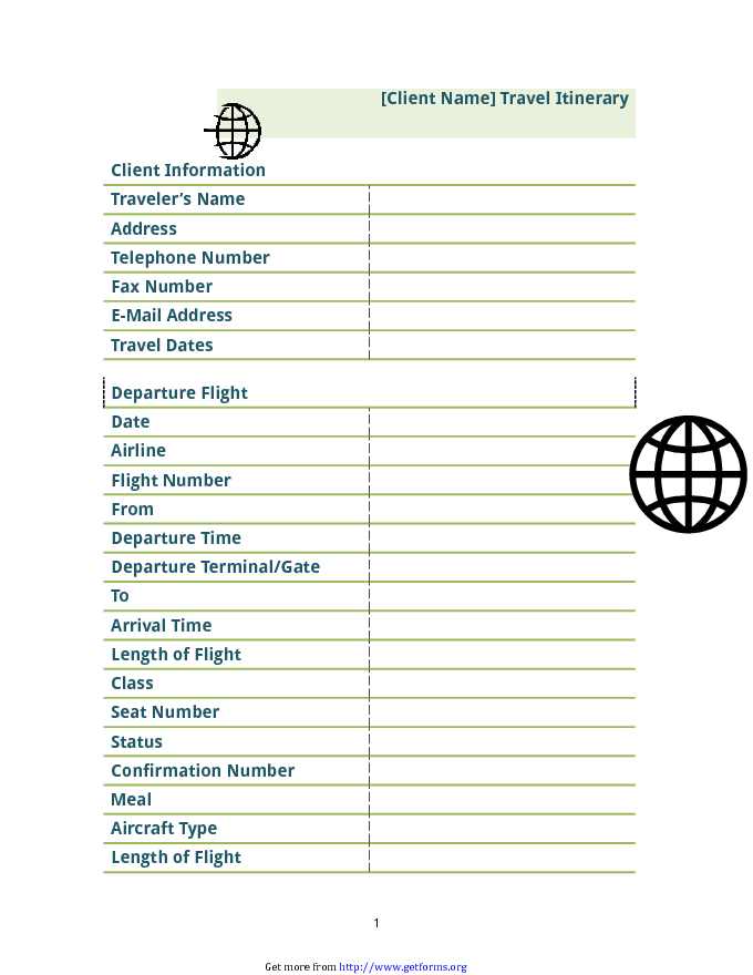 Itinerary Template 1