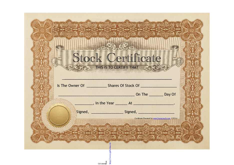 Stock Certificate Template 4