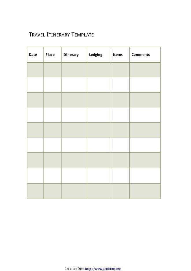 Itinerary Template 3