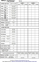 Triple Yahtzee Scoresheet form