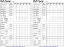Yahtzee Score Sheets form