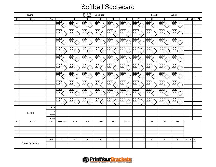 Softball Score Sheet 1