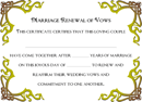 Renewal of Marriage Vows Certificate form