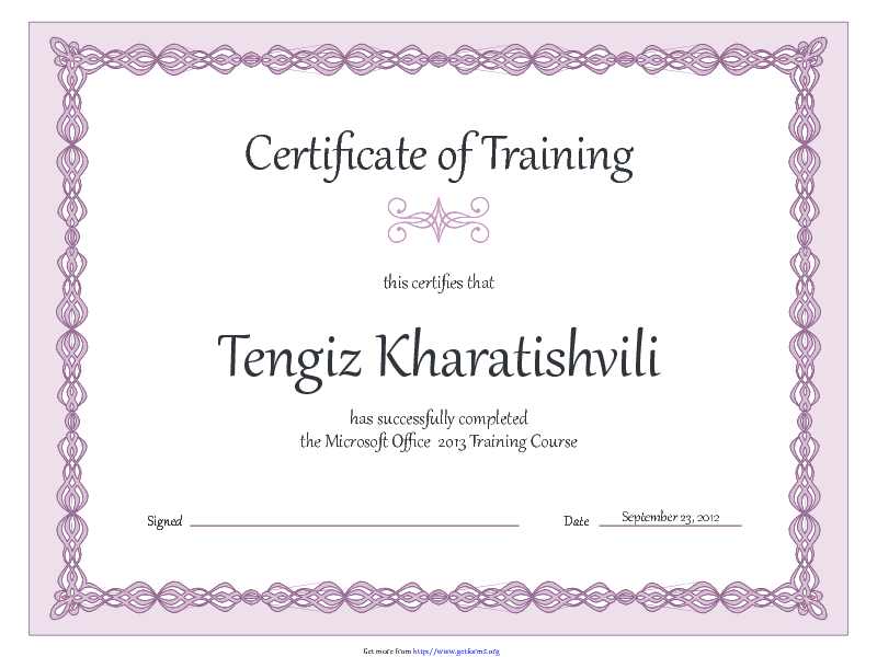 Certificate of Training (Purple Chain Design)