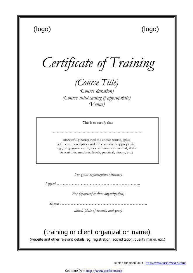 Certificate of Training 1