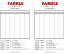 Farkle Score Cards form
