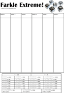 Farkleextreme Scoresheet form