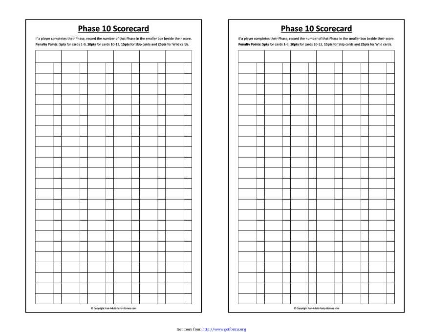 Phase 10 Scoresheet 1