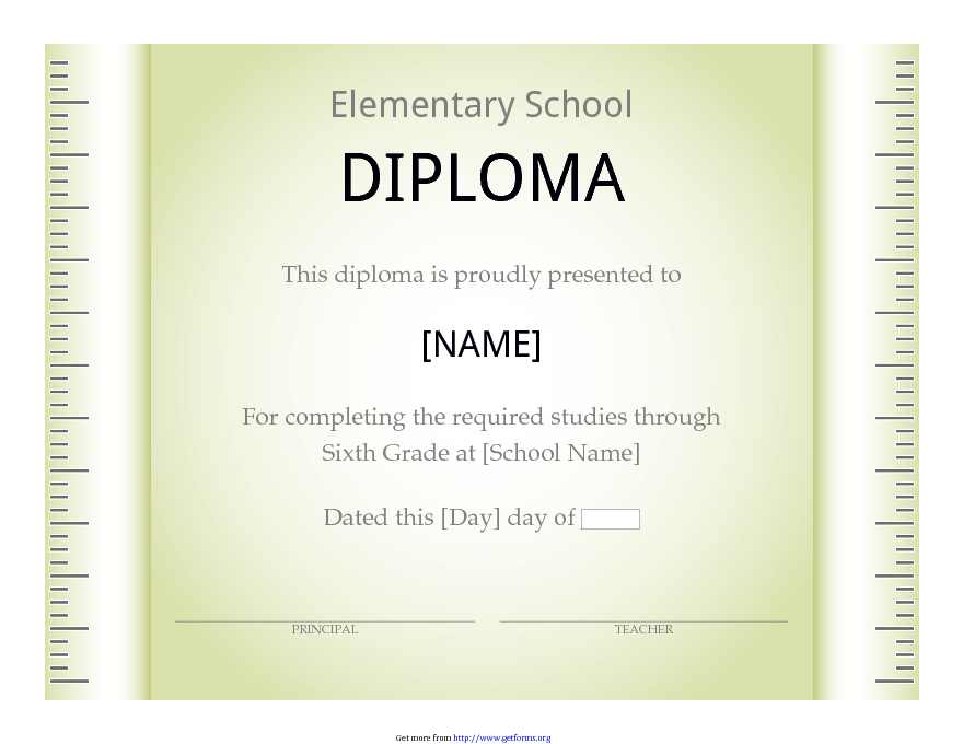 Elementary School Diploma Certificate (Ruler Design)