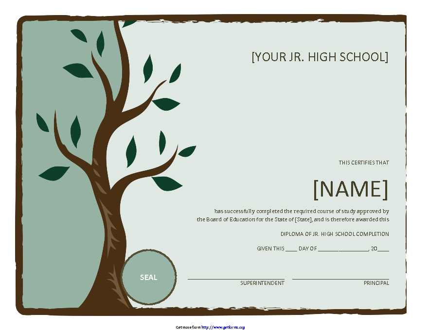 Jr. High School Diploma (With Tree)