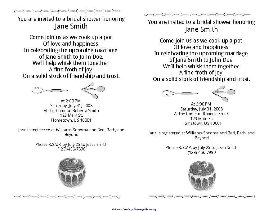 Bridal Shower Invitation Template 1