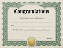 Congratulations Certificate 2 form