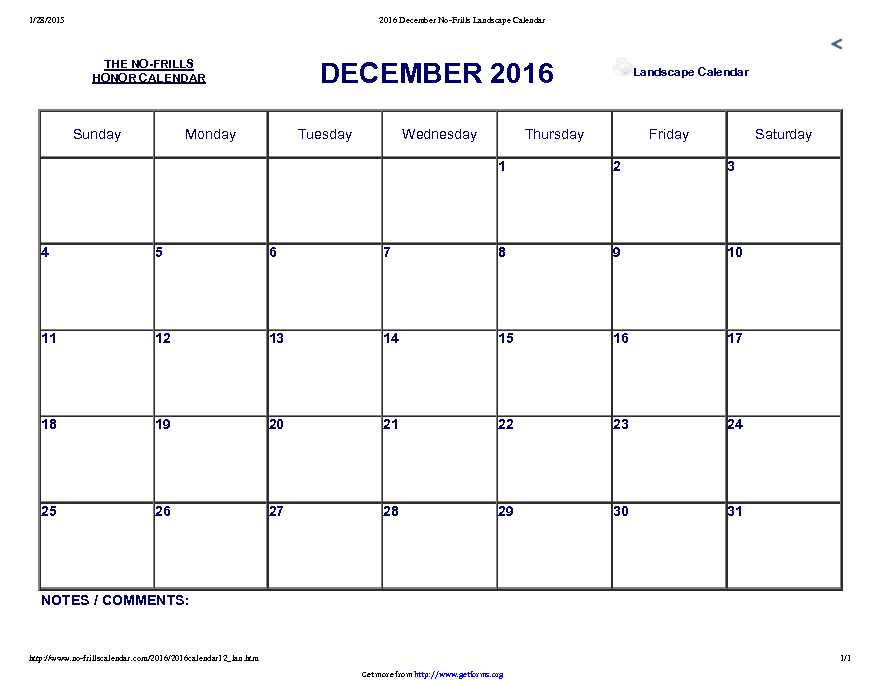 December 2016 Calendar 1