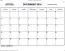 December 2016 Calendar 1 form