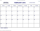 February 2016 Calendar 1 form