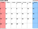 June 2016 Calendar 3 form