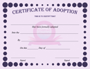 Adoption Certificate form