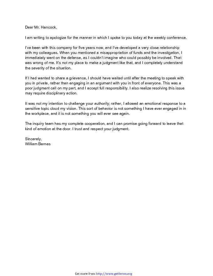 Letter of Business Apology