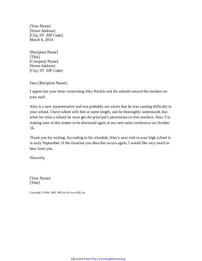 Letter Apologizing for Sales Staff Behavior