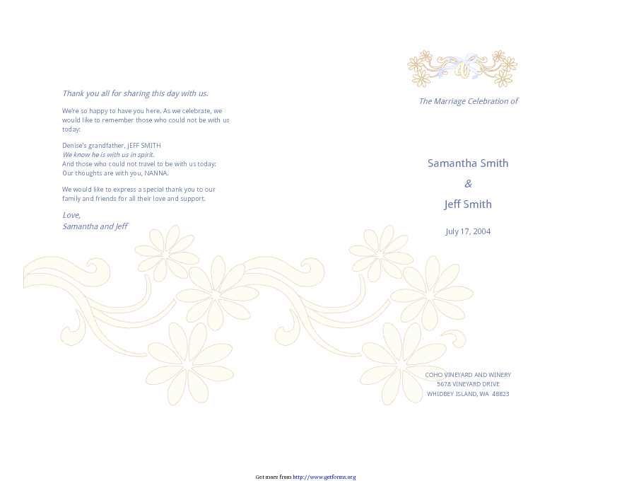 Wedding Program Template 1