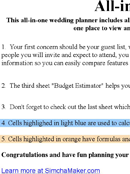 Wedding Planner Excel form